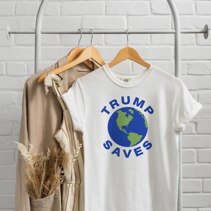 Trump Saves the World Shirt (Short & Long Sleeve White)