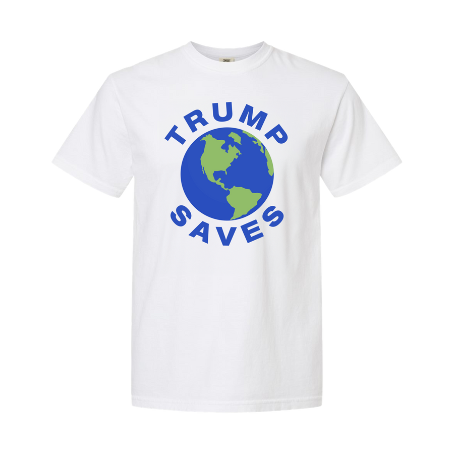 Trump Saves the World Shirt (Short & Long Sleeve White)