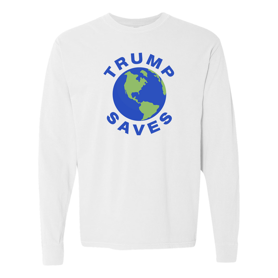 Trump Saves the World Shirt (Short & Long Sleeve White)